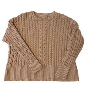 Philosophy Cable Knit Pullover Sweater Pink Women's L Fisherman Preppy‎ Classic